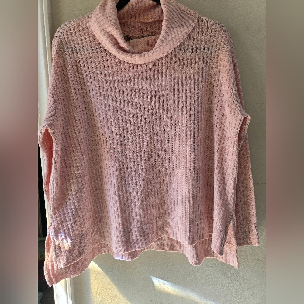 Maeve Anthropologie Pink Oversized Ribbed sweater Size extra Small